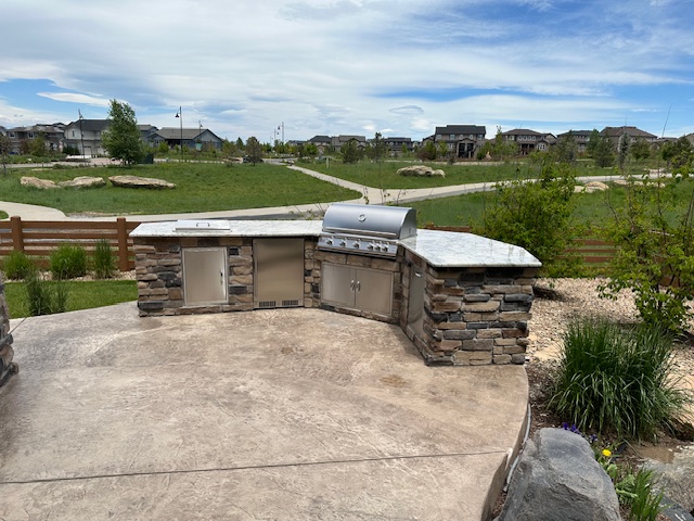 Luxury outdoor kitchen with built-in appliances